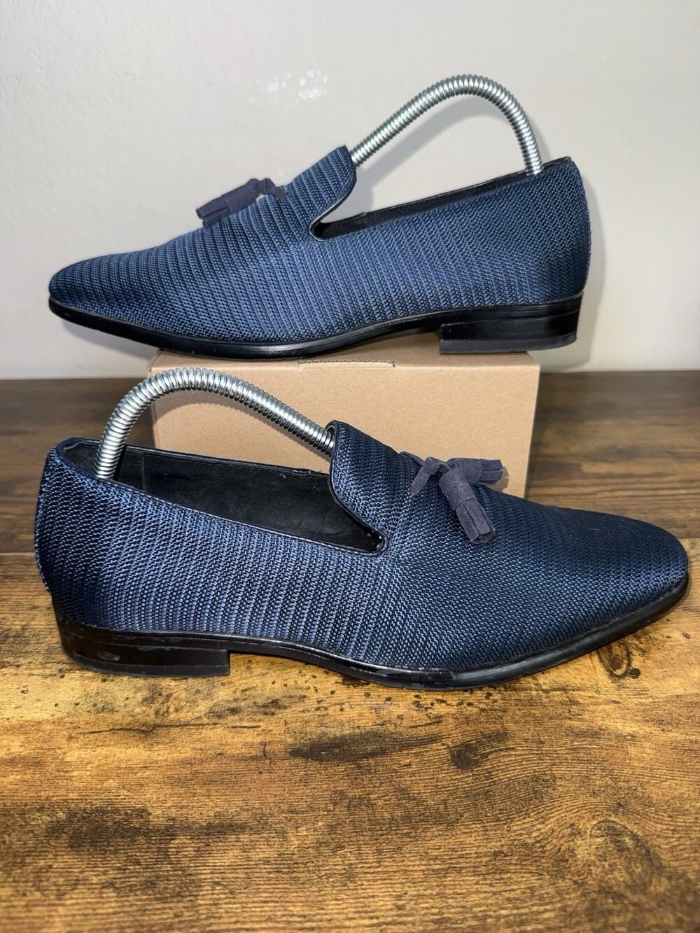 Stacy Adams Men's Tazewell 25343-410 Plain Toe Navy Textile Loafer